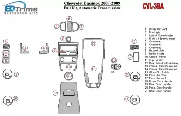 Chevrolet Equinox 2007-2009 Full Set, Automatic Gear Interior BD Dash Trim Kit