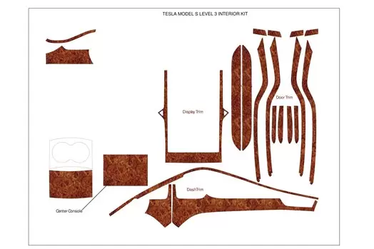 TESLA MODEL S 2012-UP 3D Interior Dashboard Trim Kit Dash Trim Dekor 23-Parts