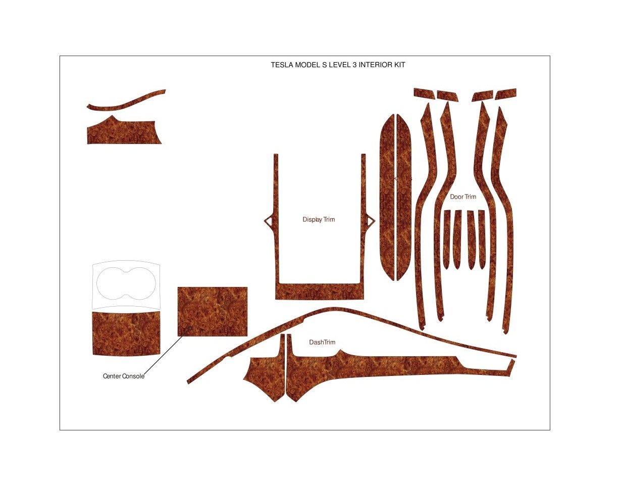 TESLA MODEL S 2012-UP 3D Interior Dashboard Trim Kit Dash Trim Dekor 23-Parts