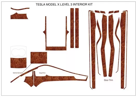 TESLA MODEL X 2016-UP 3D Interior Dashboard Trim Kit Dash Trim Dekor 23-Parts