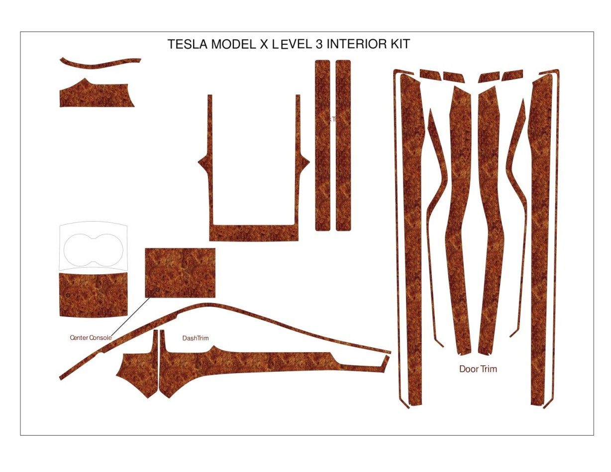 TESLA MODEL X 2016-Mittelkonsole Armaturendekor Cockpit Dekor 23-Teilige - 1- Cockpit Dekor Innenraum