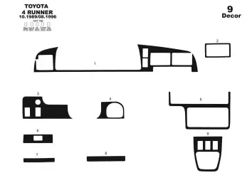 Toyota 4 Runner 10.89-08.96 3D Decor de carlinga su interior del coche 9-Partes