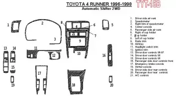 Toyota 4 Runner 1996-1998 Automatic Gearbox, 2WD, 21 Parts set Decor de carlinga su interior
