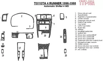 Toyota 4 Runner 1996-1998 Automatic Gearbox, 4WD, 21 Parts set Decor de carlinga su interior