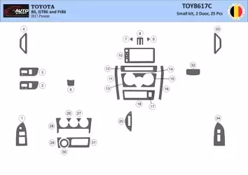 Toyota 86 2017-2021 3D Inleg dashboard Interieurset aansluitend en pasgemaakt op he 25 -Teile