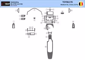 Toyota 86 2017-2021 3D Inleg dashboard Interieurset aansluitend en pasgemaakt op he 32 -Teile