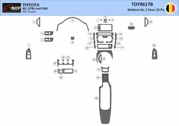 Toyota 86 2017-2021 3D Interior Dashboard Trim Kit Dash Trim Dekor 36-Parts