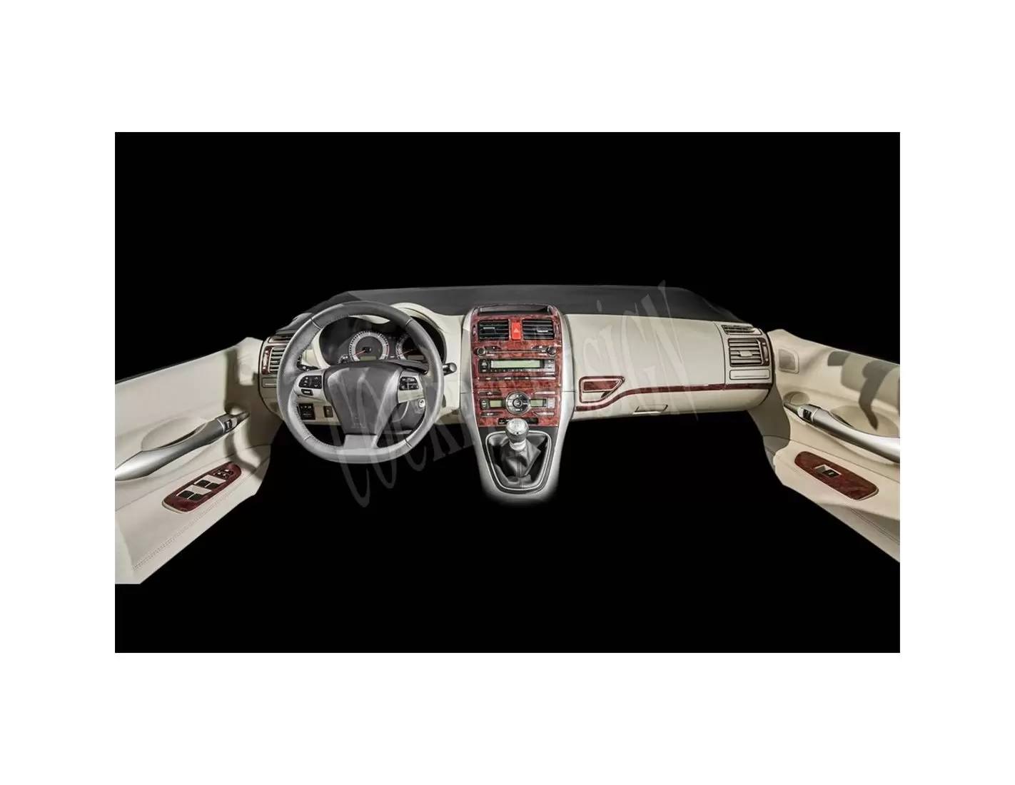 Toyota Auris 01.2008 3D Inleg dashboard Interieurset aansluitend en pasgemaakt op he 16 -Teile