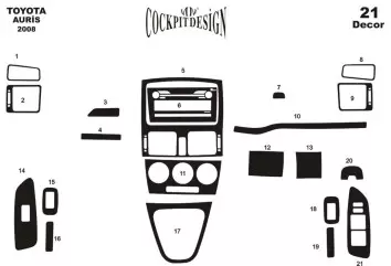 Toyota Auris 01.2008 3M 3D Interior Dashboard Trim Kit Dash Trim Dekor 16-Parts