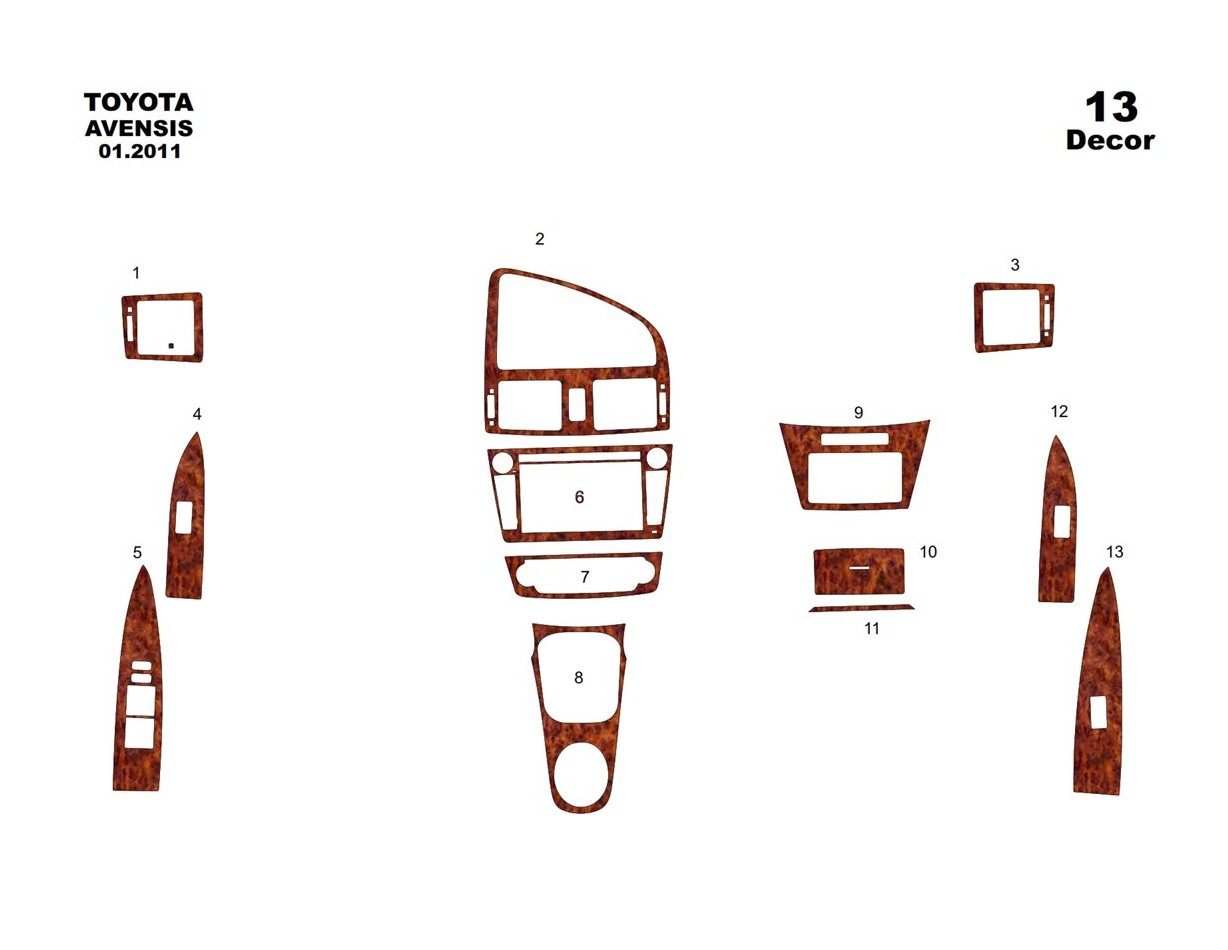 Toyota Avensis 01.2011 3D Decor de carlinga su interior del coche 13-Partes