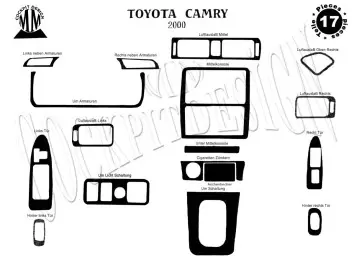 Toyota Camry 01.00-12.02 3M 3D Interior Dashboard Trim Kit Dash Trim Dekor 17-Parts