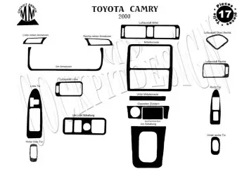 Toyota Camry 01.03 - 12.06 Kit Rivestimento Cruscotto all'interno del veicolo Cruscotti personalizzati 18-Decori