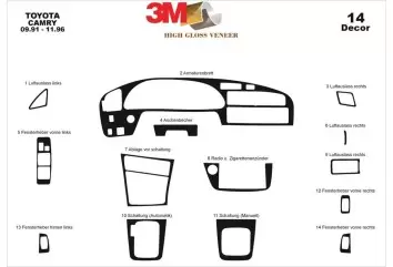 Toyota Camry 09.91-11.97 3M 3D Interior Dashboard Trim Kit Dash Trim Dekor 14-Parts