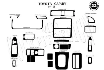 Toyota Camry 12.97-12.99 Mittelkonsole Armaturendekor Cockpit Dekor 24-Teilige - 1- Cockpit Dekor Innenraum