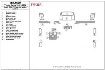 Toyota Camry 2002-2004 Basic Set, Without NAVI system, Without OEM BD Interieur Dashboard Bekleding Volhouder
