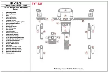 Toyota Camry 2002-2004 Full Set, Manual Gear Box, With NAVI system, Without OEM Decor de carlinga su interior
