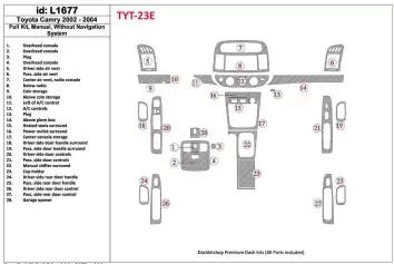 Toyota Camry 2002-2004 Full Set, Manual Gear Box, Without NAVI system, Without OEM Interior BD Dash Trim Kit