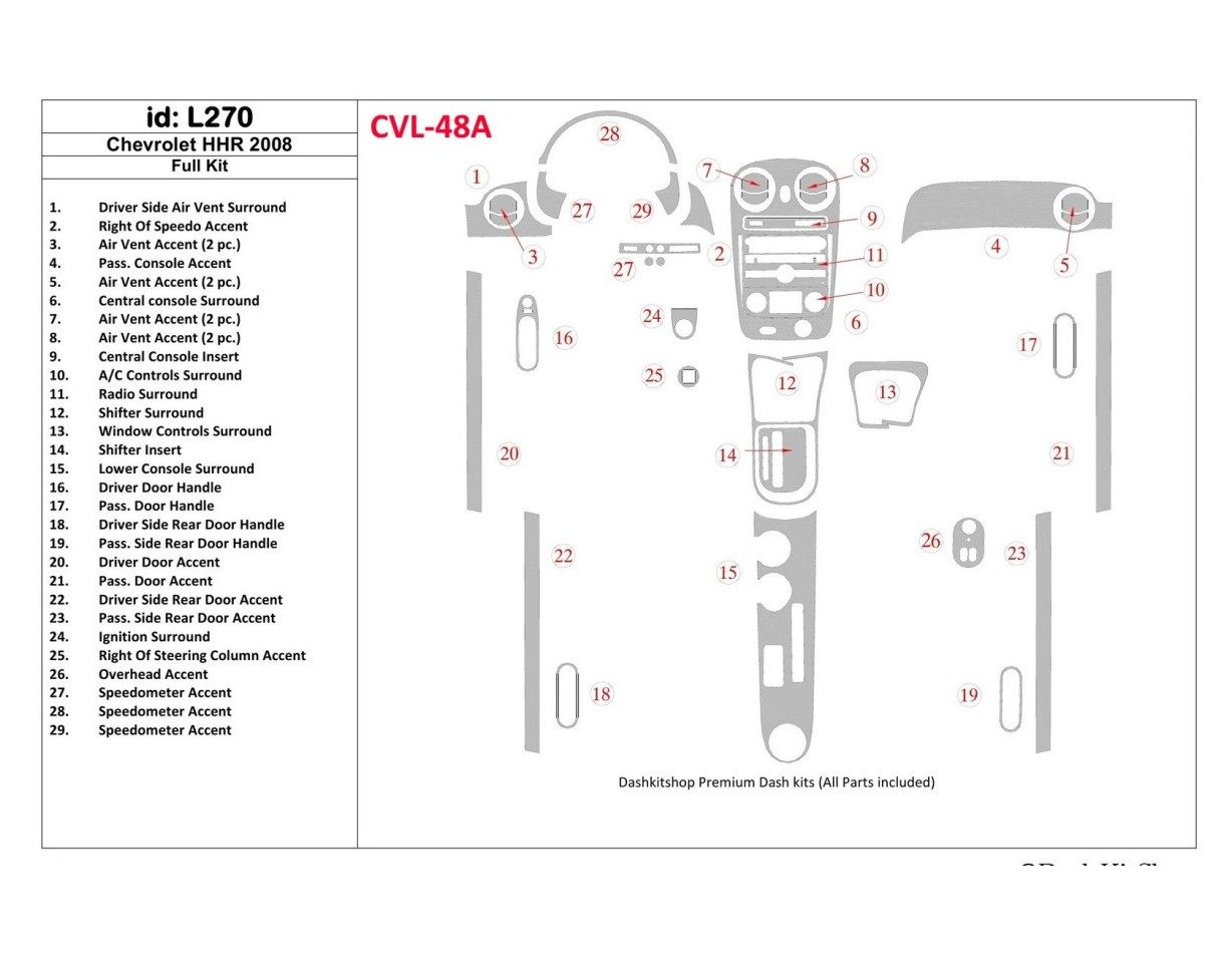 Chevrolet HHR 2008-2008 Voll Satz BD innenausstattung armaturendekor cockpit dekor - 1- Cockpit Dekor Innenraum