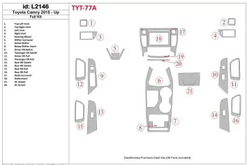Toyota Camry 2015-UP Full Set Decor de carlinga su interior