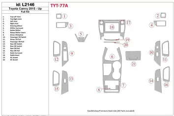 Toyota Camry 2015-UP Full Set Interior BD Dash Trim Kit