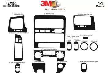 Toyota Carina E 01.95-01.98 3M 3D Interior Dashboard Trim Kit Dash Trim Dekor 14-Parts