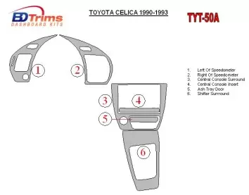 Toyota Celica 1990-1993 Ensemble Complet BD Kit la décoration du tableau de bord - 1 - habillage decor de tableau de bord
