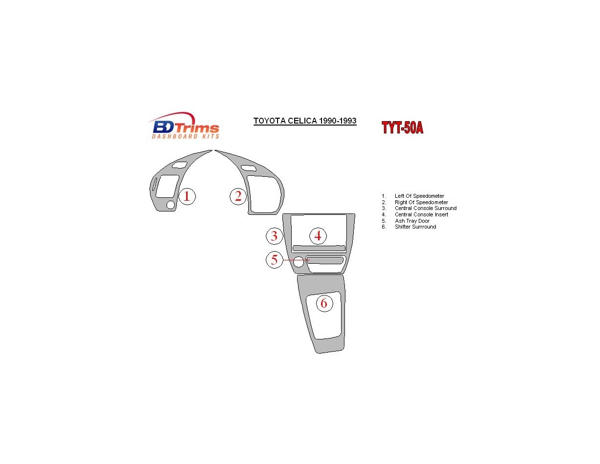Toyota Celica 1990-1993 Full Set Interior BD Dash Trim Kit