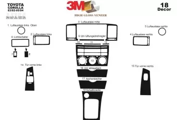 Toyota Corolla 03.02-05.04 3D Decor de carlinga su interior del coche 18-Partes