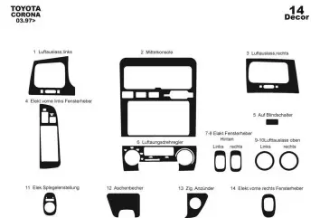 Toyota Corolla 03.97-02.02 3M 3D Interior Dashboard Trim Kit Dash Trim Dekor 14-Parts