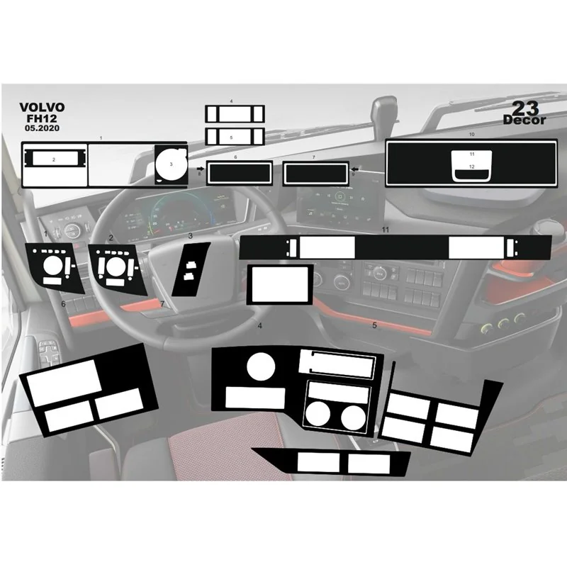 Volvo FH Version 5 ab 2020 XL XXL kit salpicadero 3D, 23 piezas