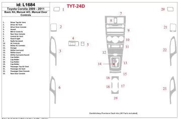 Toyota Corolla 2009-UP Basic Set, Manual Gearbox Doors Controls Decor de carlinga su interior