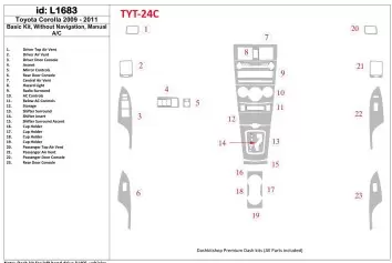 Toyota Corolla 2009-UP Basic Set, Without NAVI Interior BD Dash Trim Kit