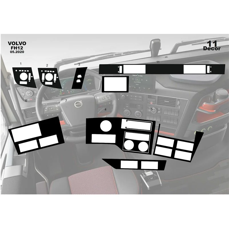 Volvo FH Version 5 ab 2020 kit salpicadero 3D, 11 piezas