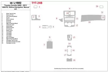 Toyota Corolla 2009-UP OEM Compliance, Without NAVI Interior BD Dash Trim Kit