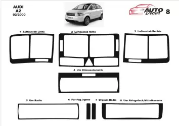 Audi A2 02.00-01.05 3M 3D Interior Dashboard Trim Kit Dash Trim Dekor 8-Parts