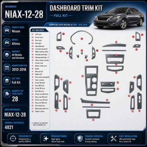 Nissan Altima 2009-2013 3D Cockpit Dekor Interieurleisten Set 34-teilig