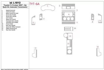 Toyota FJ Cruiser 2007-UP Basic Set, Automatic Gear Interior BD Dash Trim Kit