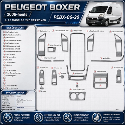 Peugeot Boxer 2006+ kit salpicadero 3D, 20 piezas 2