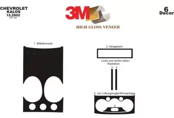 Chevrolet Kalos 01.2002 3M 3D Interior Dashboard Trim Kit Dash Trim Dekor 6-Parts