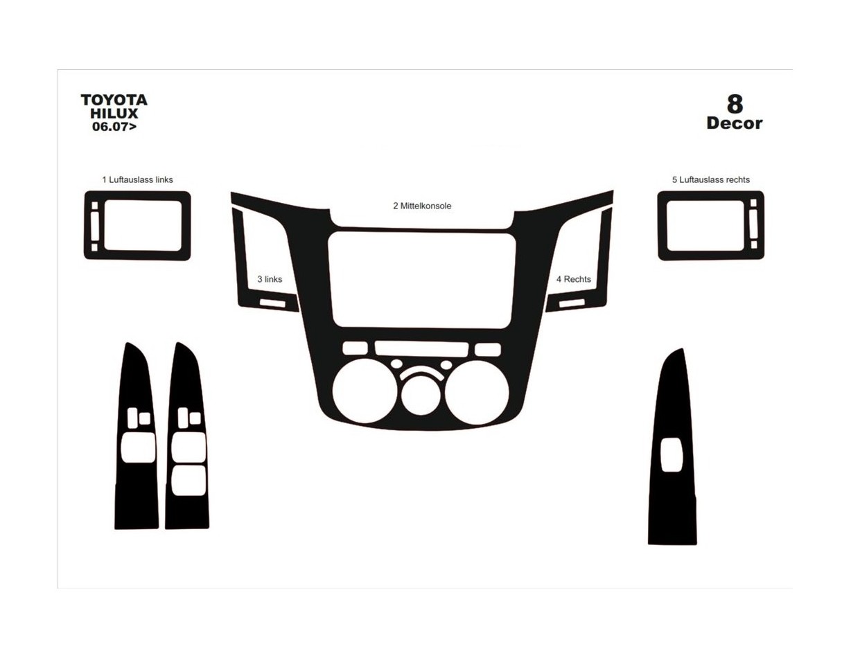 Toyota Hilux MK7 2004–2015 3D Inleg dashboard Interieurset aansluitend en pasgemaakt op he 8 -Teile