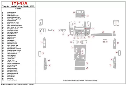 Toyota Land Cruiser 100 2003-2007 With NAVI, Automatic Gear Interior BD Dash Trim Kit