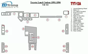 Toyota Land Cruiser 1990-1994 Full Set Decor de carlinga su interior