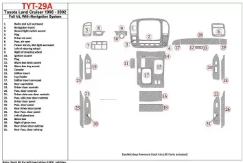 Toyota Land Cruiser 1998-2002 With NAVI, 31 Parts set Decor de carlinga su interior