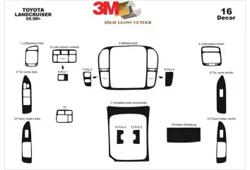 Toyota Landcruiser 05.98-12.03 3M 3D Interior Dashboard Trim Kit Dash Trim Dekor 16-Parts