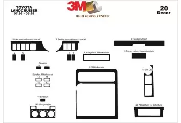 Toyota Landcruiser 07.96-04.98 3M 3D Interior Dashboard Trim Kit Dash Trim Dekor 20-Parts