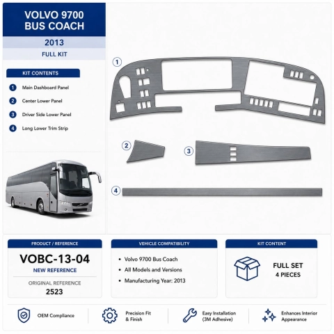 Volvo 9700 Bus Coach 2013 3D interieur dashboard decoratieset dashboard decor 4-delen