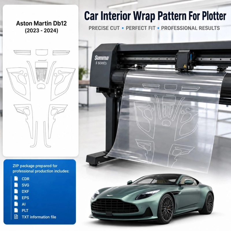 Aston Martin Db12 2023 2024 Innenraum PPF- & Folien-Schneidevorlage