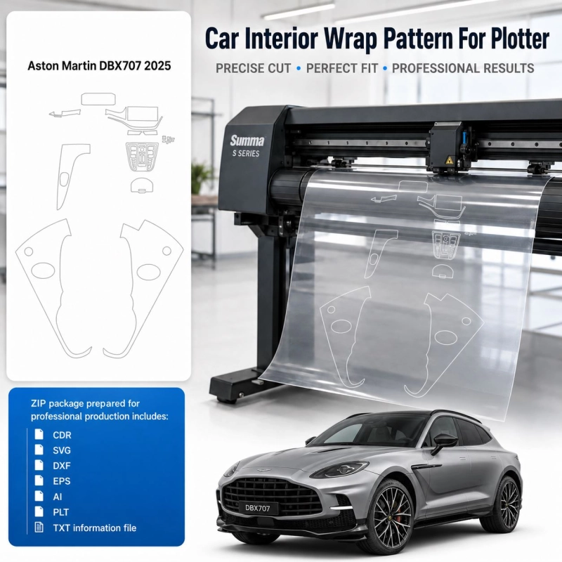 Dima di taglio interni Aston Martin Dbx707 2025 per PPF e wrapping