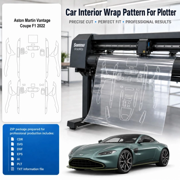 Aston Martin Vantage Coupe F1 2022 interieur PPF- en wrap-sjabloon