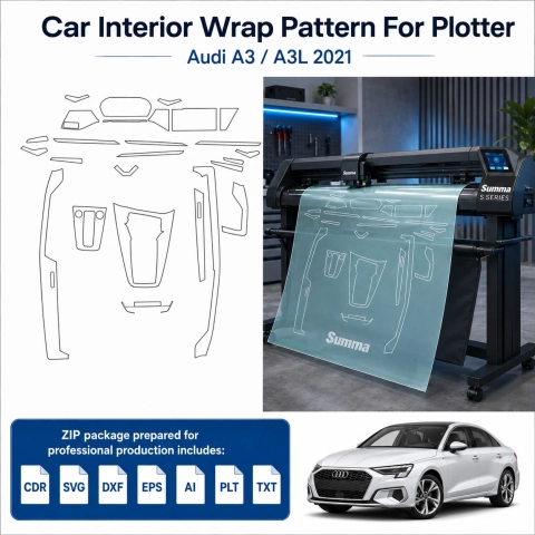 Audi A3 2021 Interior PPF & Wrap Cutting Template
